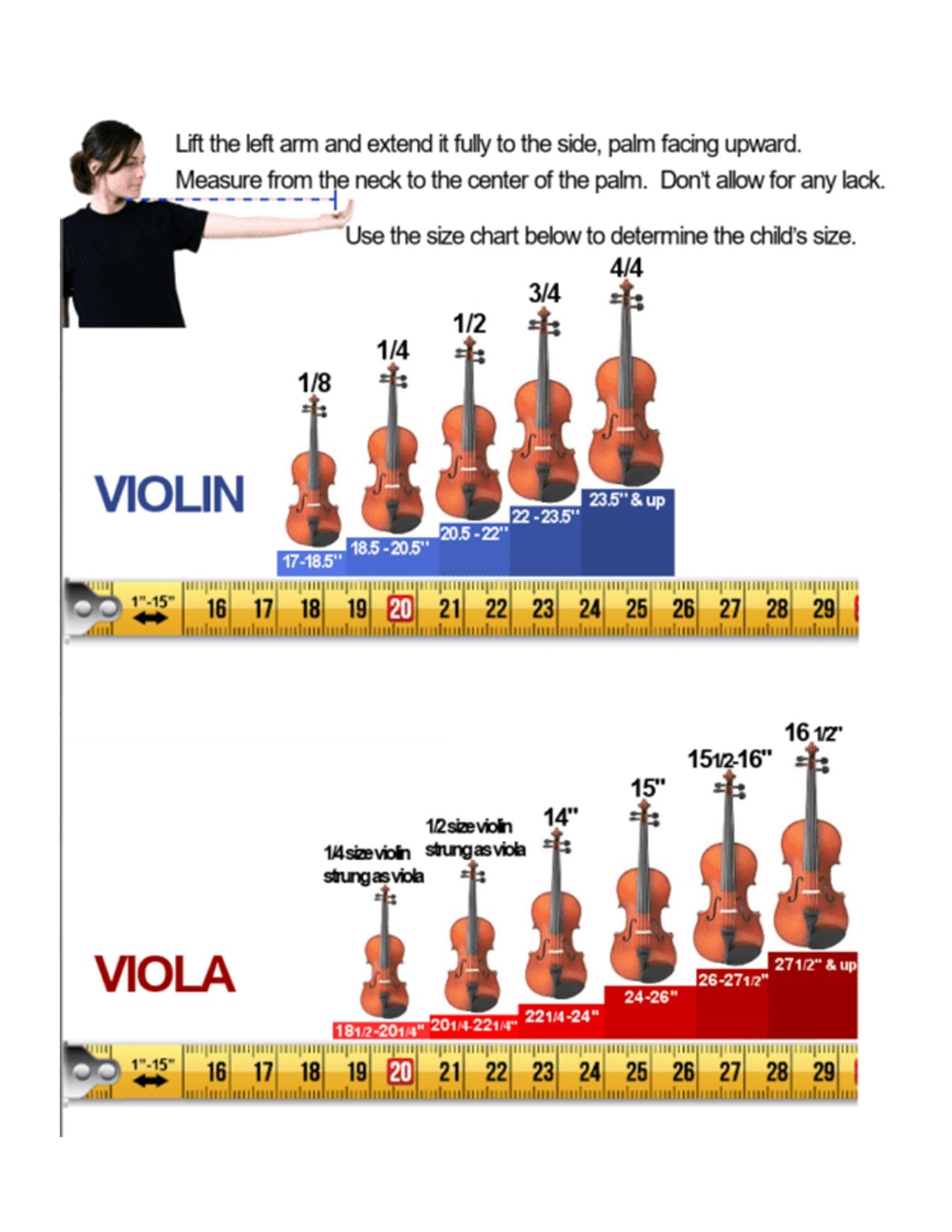 Violin & Viola Sizing Chart