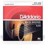String Set Acoustic Guitar D'Addario Medium Gauge 80/20 Bronze