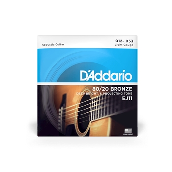 String Set Acoustic Guitar D'Addario Light Gauge 80/20 Bronze