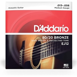 String Set Acoustic Guitar D'Addario Medium Gauge 80/20 Bronze